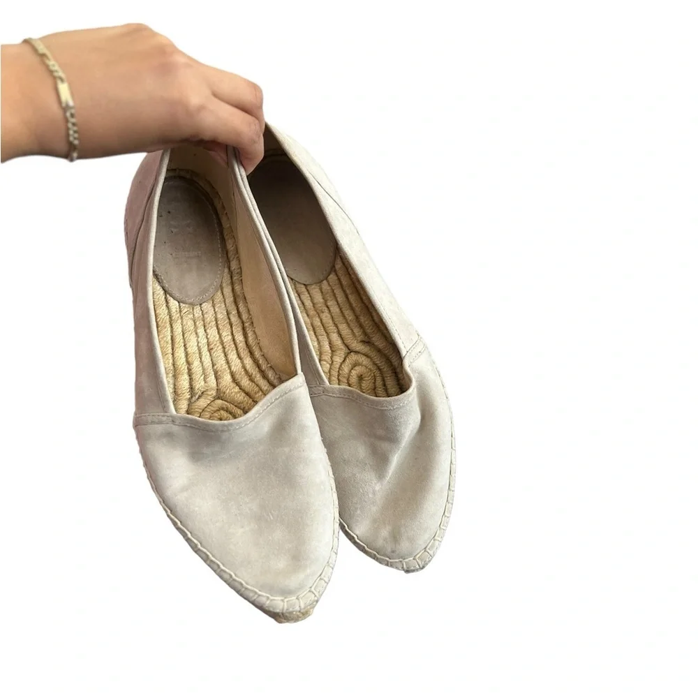 FRYE Espadrilles Leather Suede Gray Cement Closed Toe Flats Loafers Slip Ons